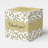 50e verjaardag Gold/wit nummerpatroon Bedankdoosjes (Voorkant Zijde)