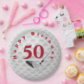 50e verjaardag Golf Ball Design Papieren Bordje (Feest)