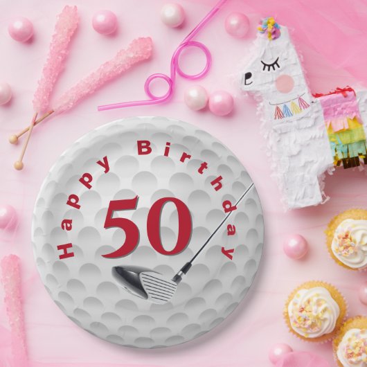 50e verjaardag Golf Ball Design Papieren Bordje (Feest)