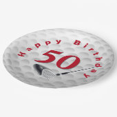 50e verjaardag Golf Ball Design Papieren Bordje (Gekanteld)