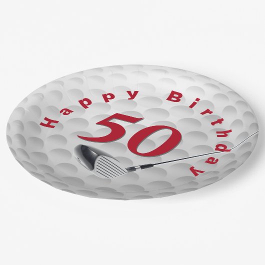 50e verjaardag Golf Ball Design Papieren Bordje (Gekanteld)