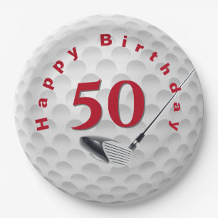 50e verjaardag Golf Ball Design Papieren Bordje