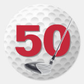 50e verjaardag Golf Ball Design Ronde Sticker (Voorkant)