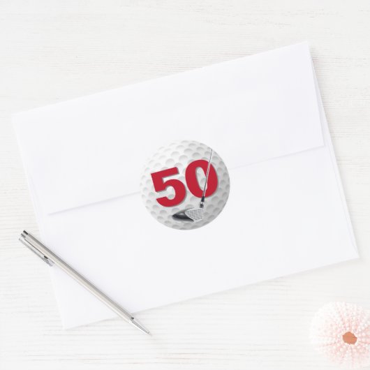 50e verjaardag Golf Ball Design Ronde Sticker (Envelop)