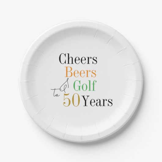50e verjaardag Golf Cheers Beers Party Papieren Bordje (Voorkant)