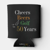 50e verjaardag Golf Cheers Beers Party Zwart Goud Blikjeskoeler (Achterkant)