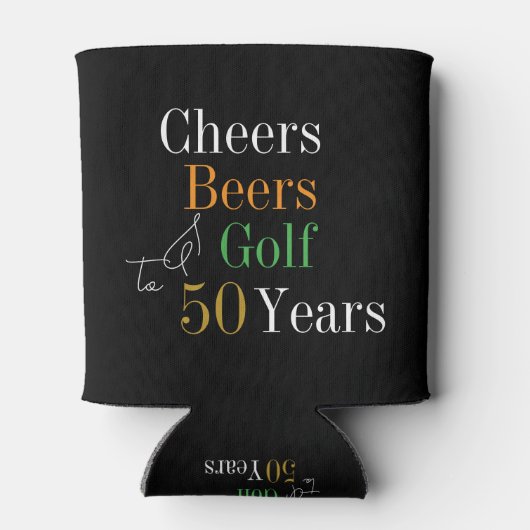 50e verjaardag Golf Cheers Beers Party Zwart Goud Blikjeskoeler (Achterkant)