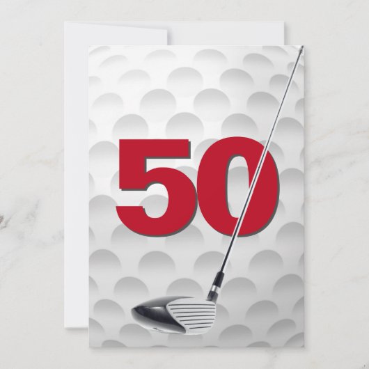 50e verjaardag golf themafeest kaart (Voorkant)