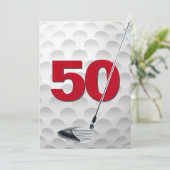 50e verjaardag golf themafeest kaart (Staand voorkant)