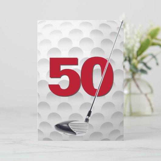 50e verjaardag golf themafeest kaart (Staand voorkant)