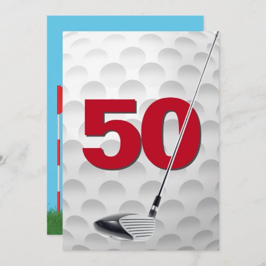 50e verjaardag golf themafeest kaart (Voorkant / Achterkant)