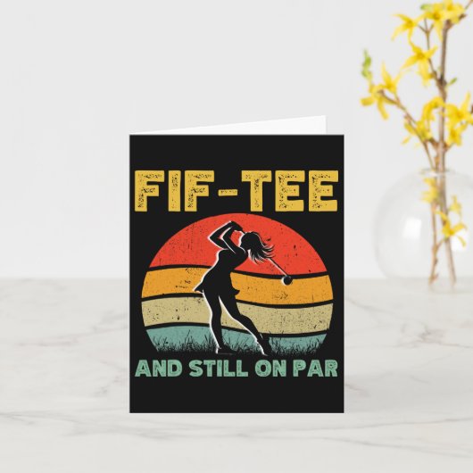 50e verjaardag Golf Women's Design Retro 50 jaar O Kaart (Gele Bloem)