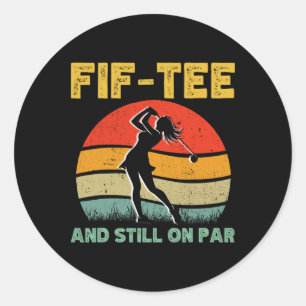 50e verjaardag Golf Women's Design Retro 50 jaar O Ronde Sticker