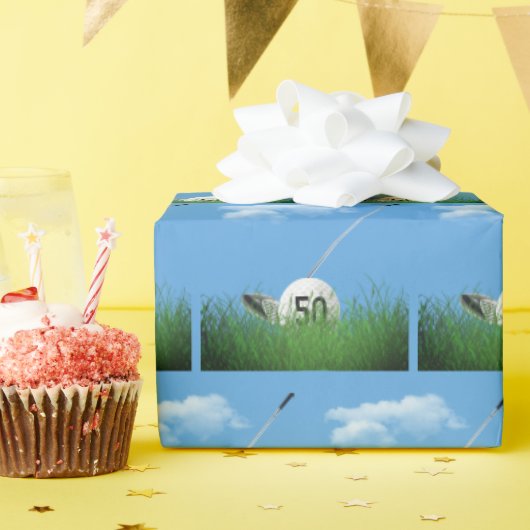 50e verjaardag Golfbal Cadeaupapier (Verjaardagsfeest)