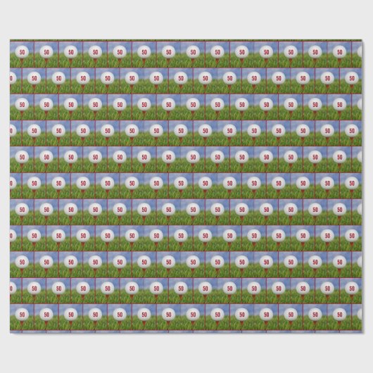 50e verjaardag Golfbal Cadeaupapier (Vlak)