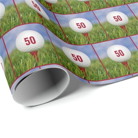 50e verjaardag Golfbal Cadeaupapier (Rol Hoek)