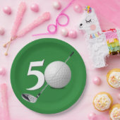 50e verjaardag golfbal en club papieren bordje (Feest)