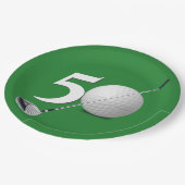 50e verjaardag golfbal en club papieren bordje (Gekanteld)