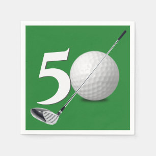 50e verjaardag golfbal en club servet
