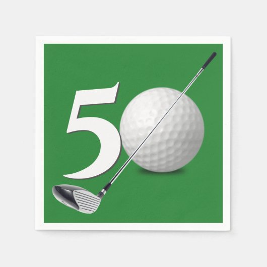 50e verjaardag golfbal en club servet (Voorkant)