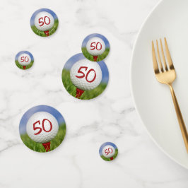50e verjaardag golfbal op t-shirt confetti