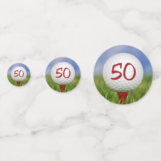 50e verjaardag golfbal op t-shirt confetti (Achterkanten)