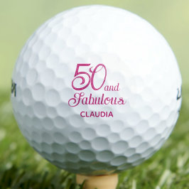 50e verjaardag golfballen 50 en fantastische roze 
