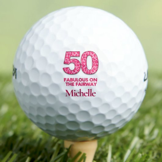 50e verjaardag Golfer 50 en fantastische roze luip Golfballen