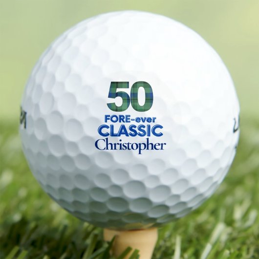 50e verjaardag Golfer Cadeau, FORE-ever Cool Plaid Golfballen