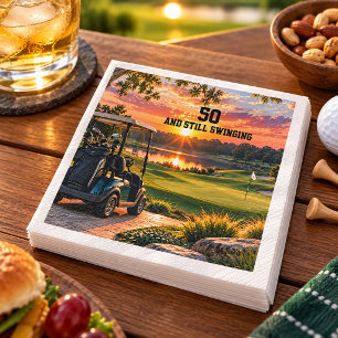 50e verjaardag golfparty zonsondergang servet