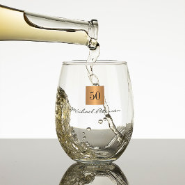 50e verjaardag goud elegante script naam custom wijnglas zonder voet