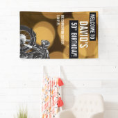 50e verjaardag goud en zwart, motorfiets spandoek (Insitu)