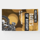 50e verjaardag goud en zwart, motorfiets spandoek (Horizontaal)