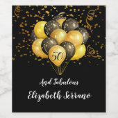 50e verjaardag goud en zwart wijn etiket (Enkel label)