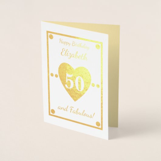 50e verjaardag goud folie kaarten (Voorkant)