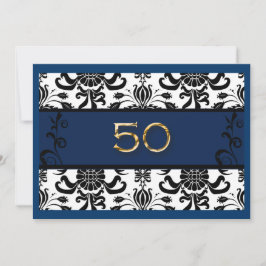 50e verjaardag, goud folie, uitnodiging