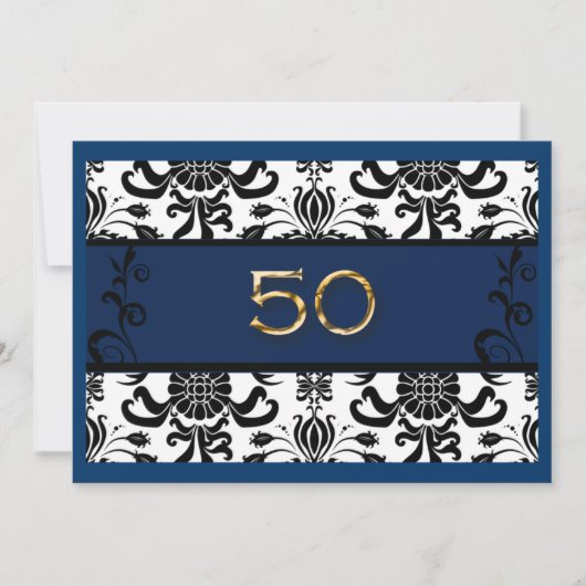 50e verjaardag, goud folie, uitnodiging (Voorkant)