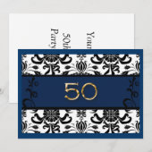50e verjaardag, goud folie, uitnodiging (Voorkant / Achterkant)