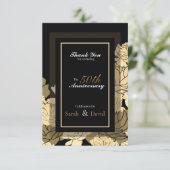 50e verjaardag goud, geel & geel roos bedankt kaart (Staand voorkant)