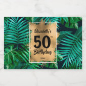 50e verjaardag goud op tropische Planten Mini Likeurfles Etiket (Enkel label)