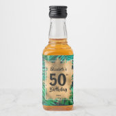 50e verjaardag goud op tropische Planten Mini Likeurfles Etiket (Voorkant)