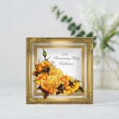 50e verjaardag Goud Oranje Wit Elegant Kaart (Staand voorkant)