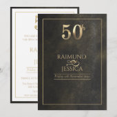 50e verjaardag Goud Stof Uitnodiging (Voorkant / Achterkant)