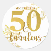 50e verjaardag goud typografie botanisch ronde sticker (Voorkant)