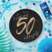 50e verjaardag Goud Zwart Modern Sassy Elegant Papieren Bordje (Feest)
