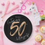 50e verjaardag Goud Zwart Modern Sassy Elegant Papieren Bordje (Feest)