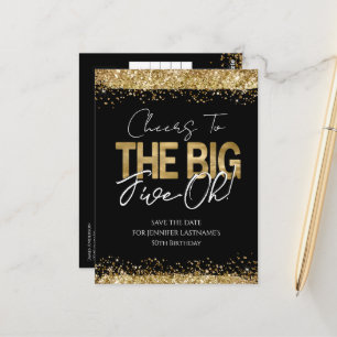 50e verjaardag Goud Zwart Save the Date briefkaart