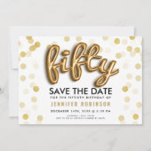 50e verjaardag Gouden ballonnen Glitter Confetti Kaart (Voorkant)