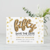 50e verjaardag Gouden ballonnen Glitter Confetti Kaart (Staand voorkant)