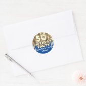 50e verjaardag Gouden BALLONS Bedankt voor blauw Ronde Sticker (Envelop)